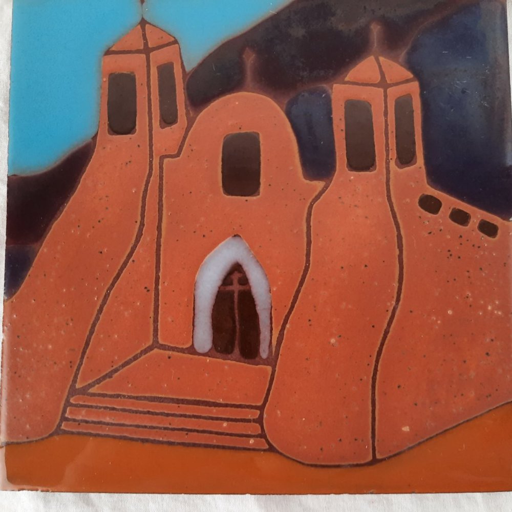 Vintage Hand Painted Sun Tile Trivet